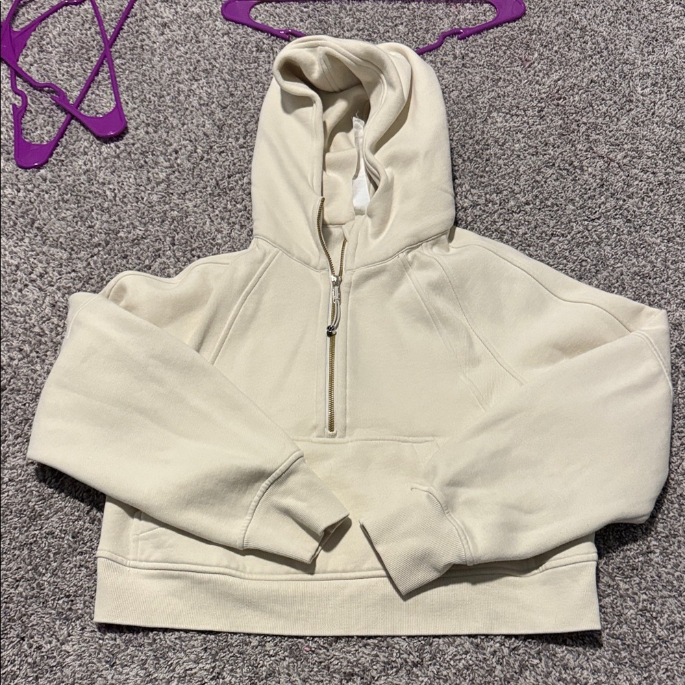 Lulu scuba Cream Zip-Up Hoodie